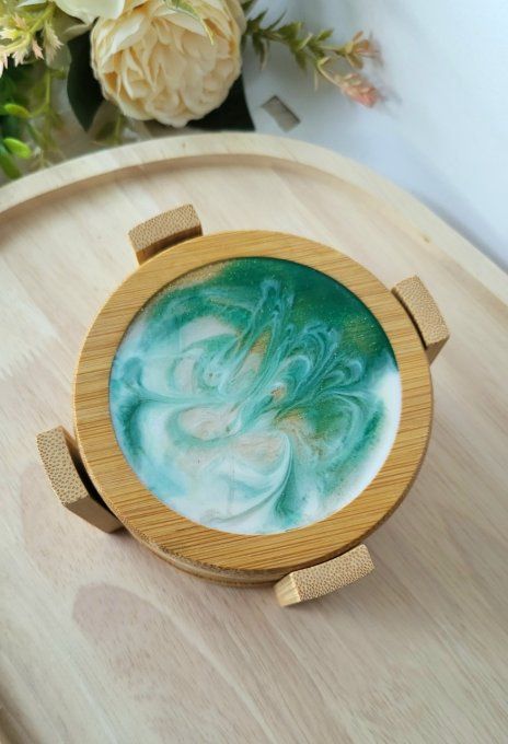 Ensemble dessous de verres bambou et résine