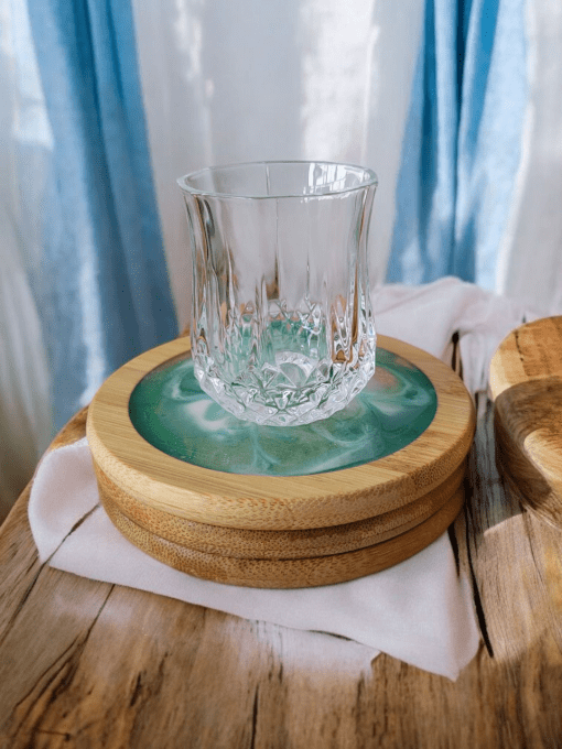 Ensemble dessous de verres bambou et résine