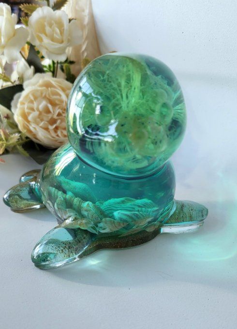 Phoque Otarie figurine artisanale en résine époxy et coquillages océan mer