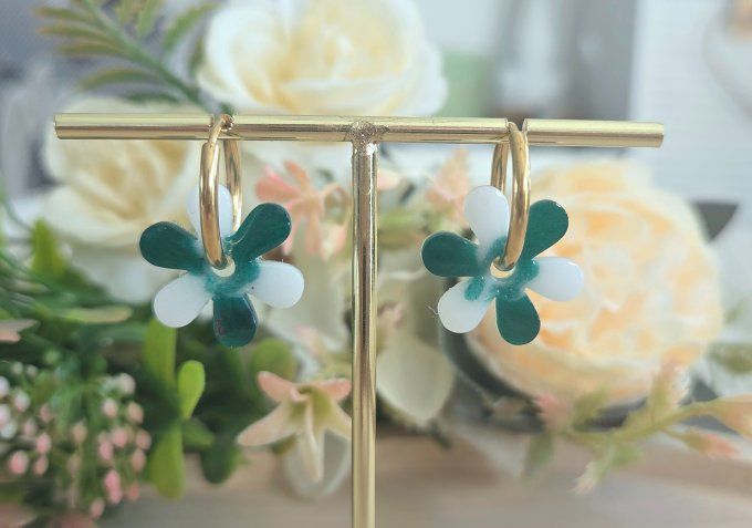 Pampilles Marguerite en résine époxy – pampilles artisanales légères pour boucles d’oreilles