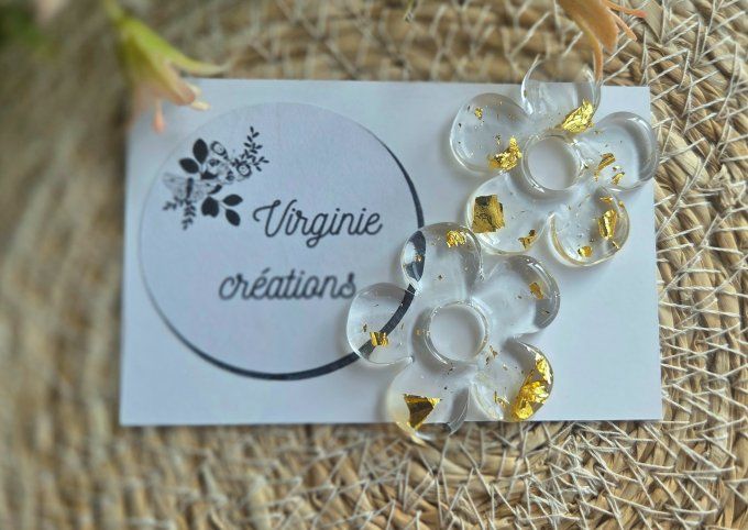 Pampilles Grandes Fleurs en résine époxy – pampilles artisanales légères pour boucles d’oreilles