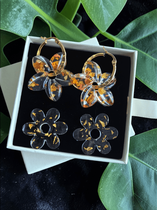 Box boucles d'oreilles pampilles interchangeables en résine époxy - fait mains