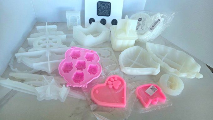 Lot n° 2 - 16 moules silicone occasions et neufs - résine époxy et jesmonite