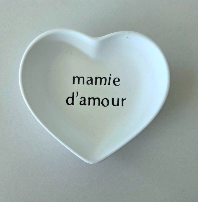 Petite coupelle en forme de coeur avec message