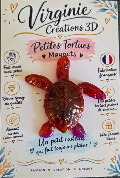 Magnet tortue fait mains résine époxy