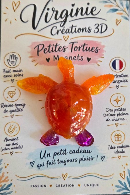 Magnet tortue fait mains résine époxy