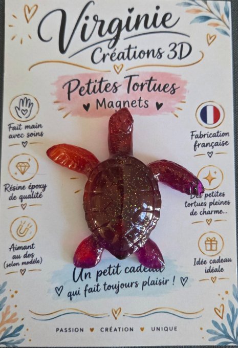 Magnet tortue fait mains résine époxy