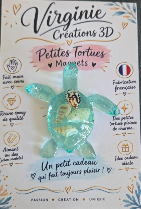 Magnet tortue fait mains résine époxy