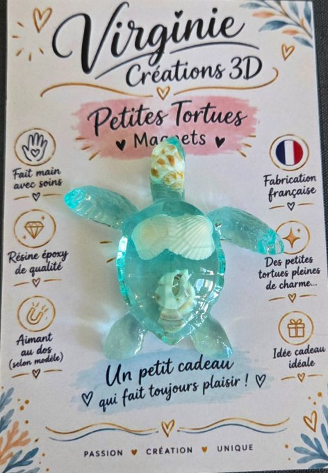 Magnet tortue fait mains résine époxy