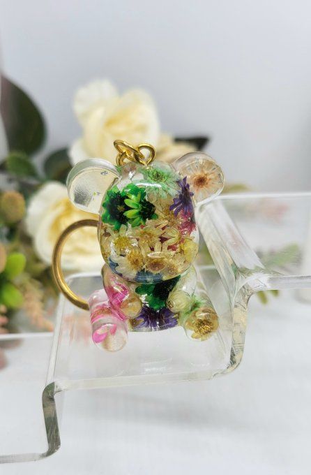 Porte Clé Ourson en Résine Époxy 4 cm x 3,5 cm