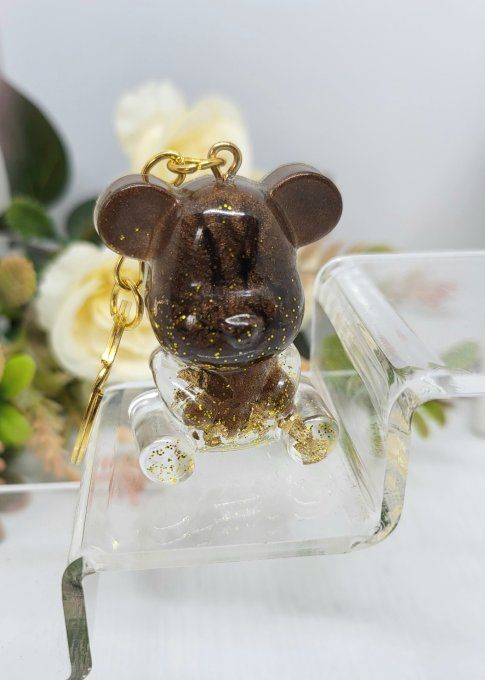 Porte Clé Ourson en Résine Époxy 4 cm x 3,5 cm